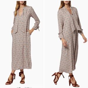 Joie Courtney Pink Tint Tie-Neck and Button Cuffs Dress